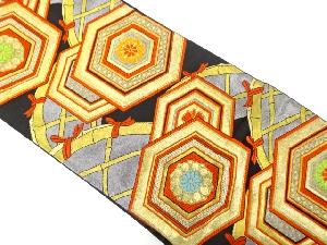 アンティーク　重ね亀甲に光悦垣模様織り出し袋帯（着用可）